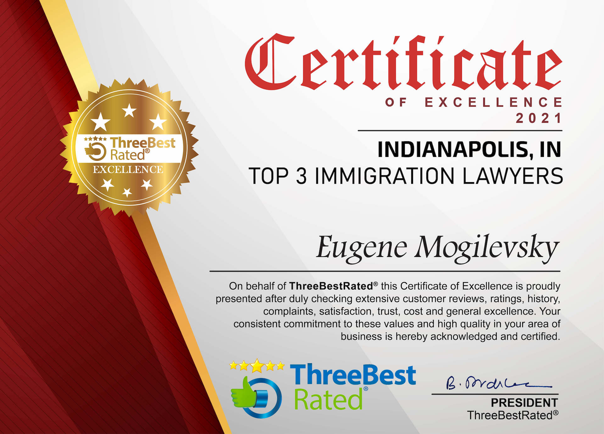 Certificate of Excellence